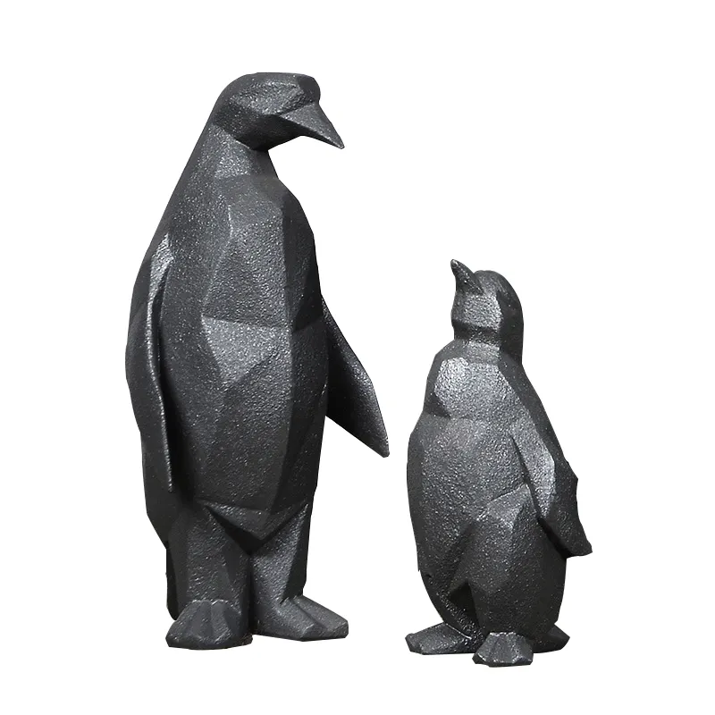 Vita Dimensione del Bronzo Madre e Giovane Pinguino Scultura