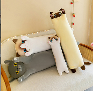Sıcak satış atmak yastık uzun kedi bebek uyku bebek ile peluş oyuncaklar dolması hayvanlar kızlar için - Product Image 3