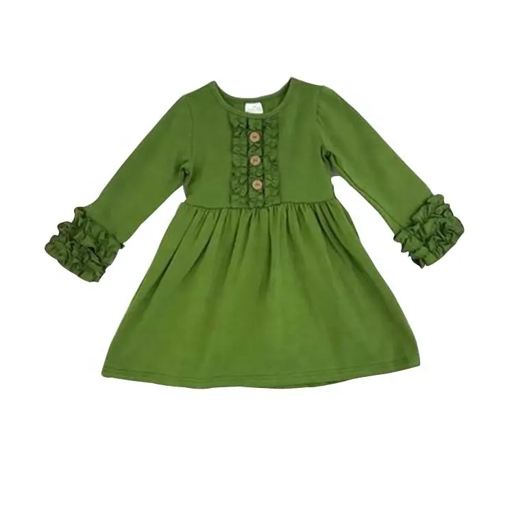 Vintage bebé niñas giro Boutique último vestidos diseños glaseado de manga larga Otoño de algodón para niñas de 10 años.