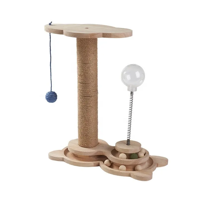 Großhandel Katze Kratz baum Katze liefert Spielzeug Katze Kratz säule Spielzeug Kratz baum mit 2 Layer Tracks Spinning Balls