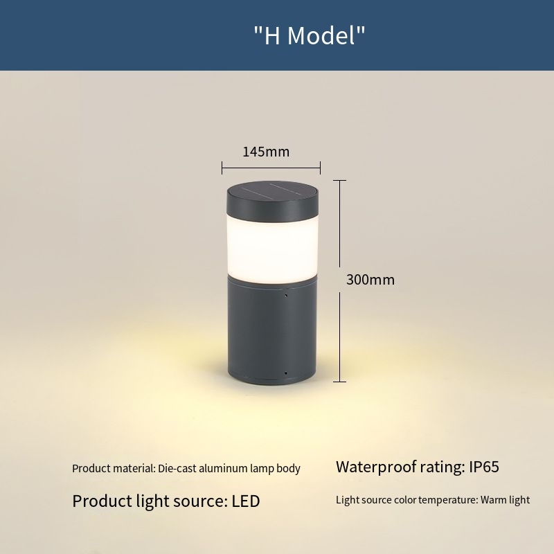 Lampe solaire de pelouse modèle H noire
