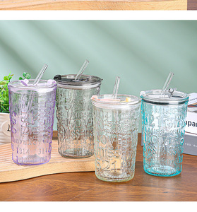 420ML Student Summer <strong>Cup</strong> with Covered Glass Sippy <strong>Cup</strong> Glass <strong>Cup</strong>