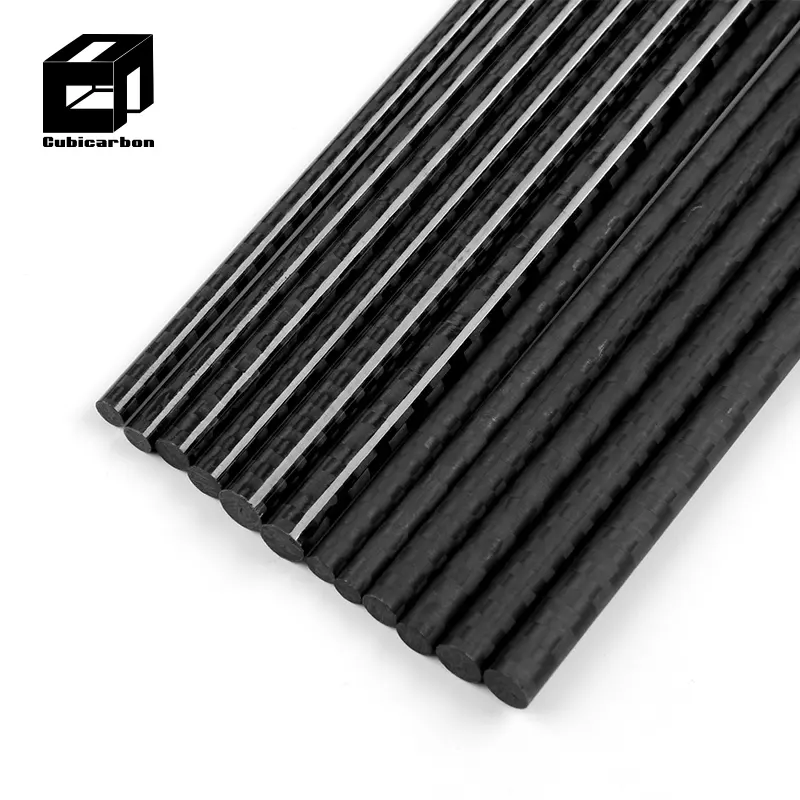 Varillas de fibra de carbono OEM Diámetro personalizado 3-30mm Cortadas a la longitud que necesita Varilla de carbono mate brillante 3K de alta calidad