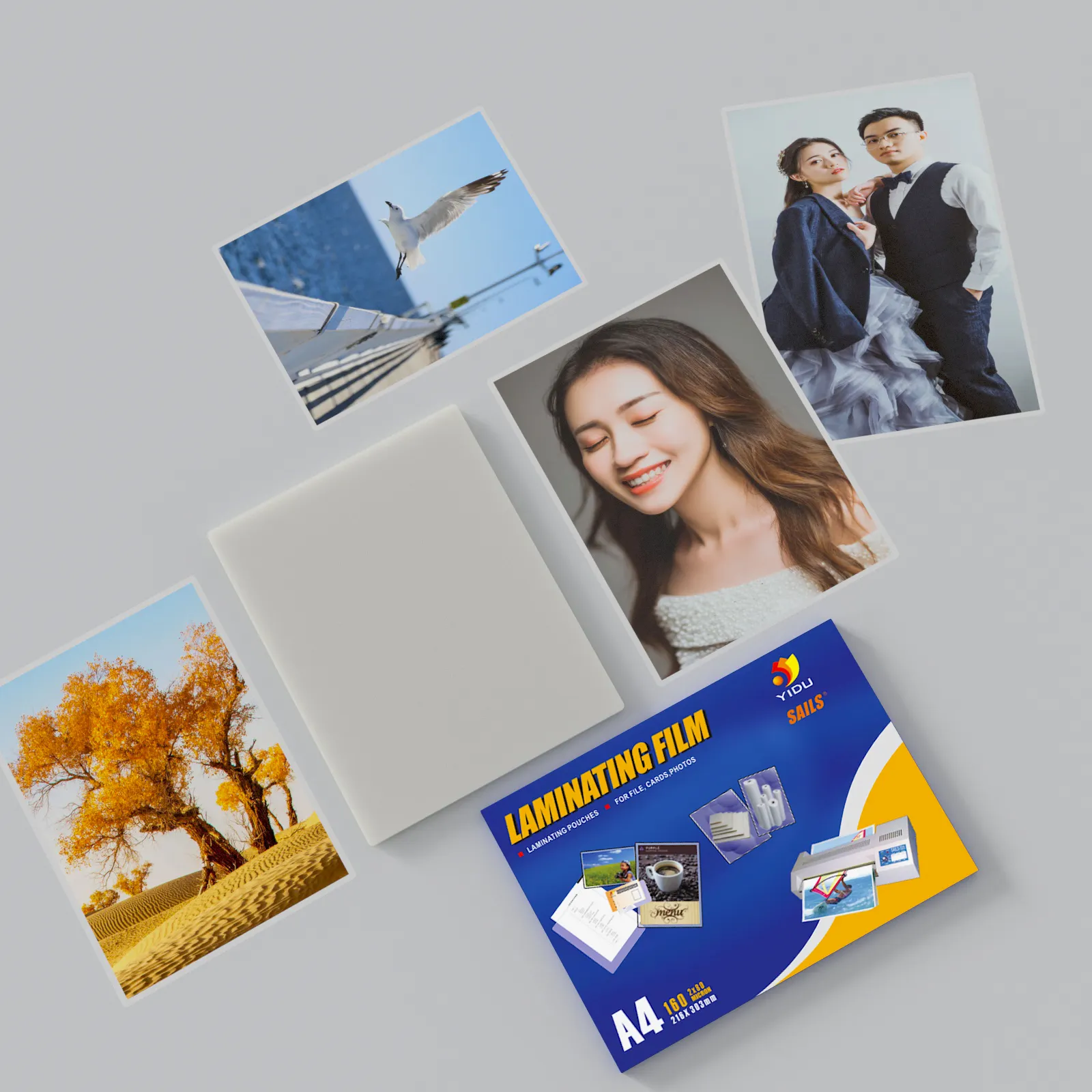 Yidu आईडी कार्ड आकार 100 माइक्रोन 150 माइक्रोन 250mic चमकदार मैट प्लास्टिक पालतू थर्मल फाड़ना पाउच आईडी के लिए शीट फिल्म कार्ड
