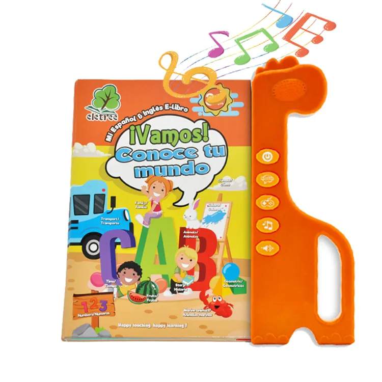 Crianças Oem Impressão Personalizada Early Education Push Button Audio Story Board Sound Book Em Espanhol Para Crianças