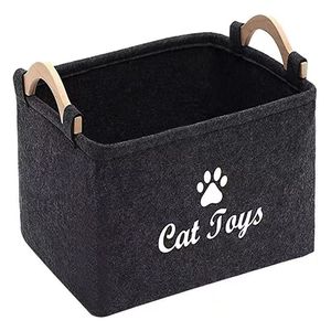 Huashengかわいいフェルトペットのおもちゃ箱と犬のおもちゃ箱フェルト収納バスケット木製ハンドル付き - Product Image 2