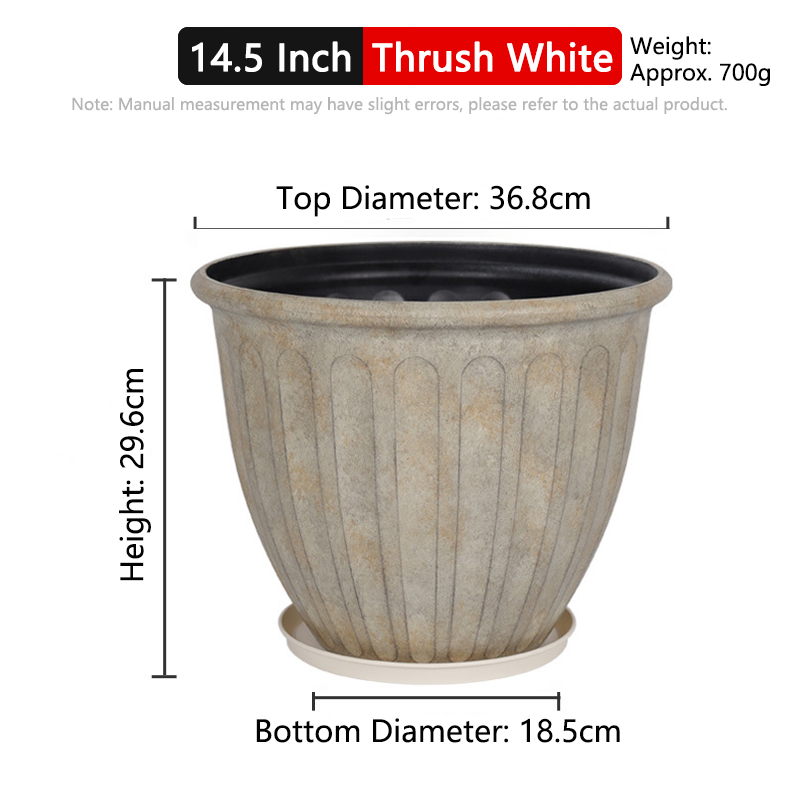 14.5 Inch Thrush White(Pot + Tray)