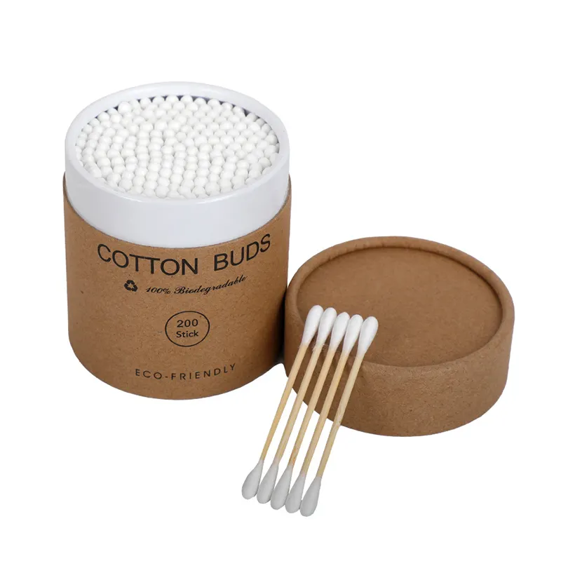 Purcotton 100% biodegradável Eco Friendly Hotel Limpeza de orelhas Q Tip Stick cotonete de bambu botões de algodão