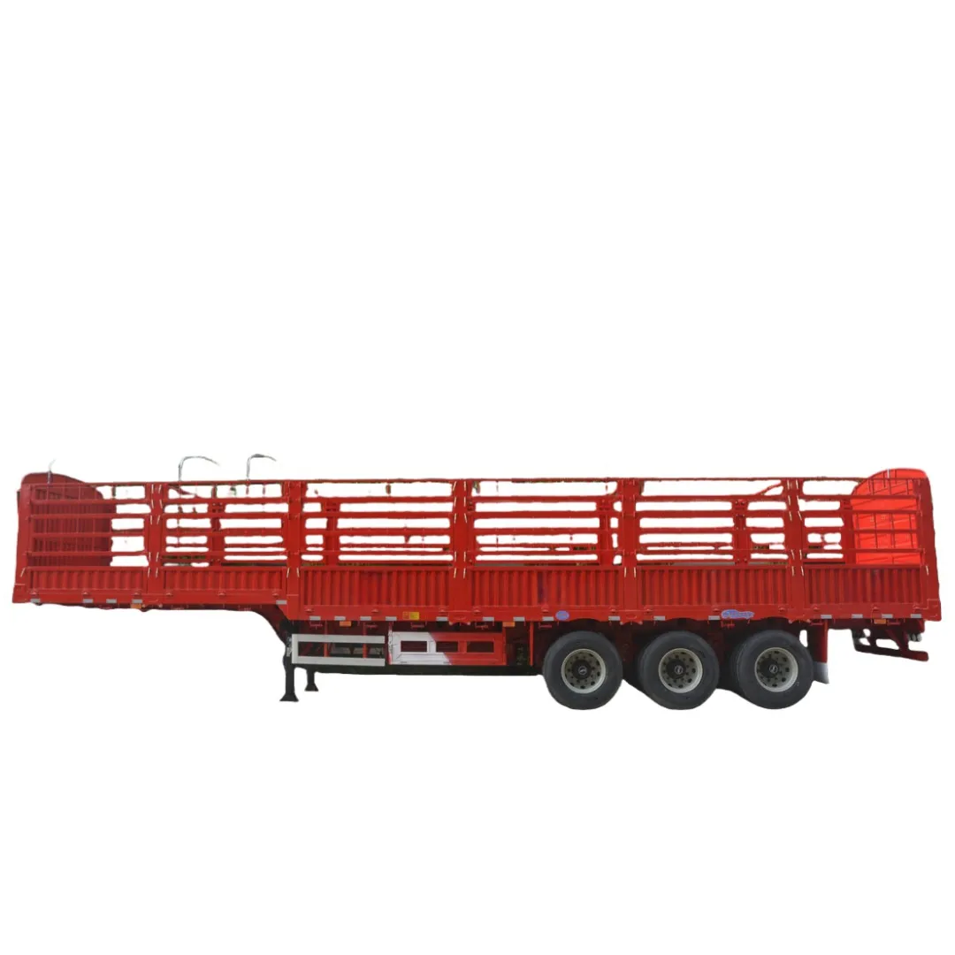 High Quality 3 Axle 60 Ton Truck For Transporting Vegetable and Livestock Barn Stake Semi trailer