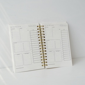 Design personalizzato tessuto rilegato a spirale copertura in lino A5 Planner copertina rigida diario per scrivere diario - Product Image 1