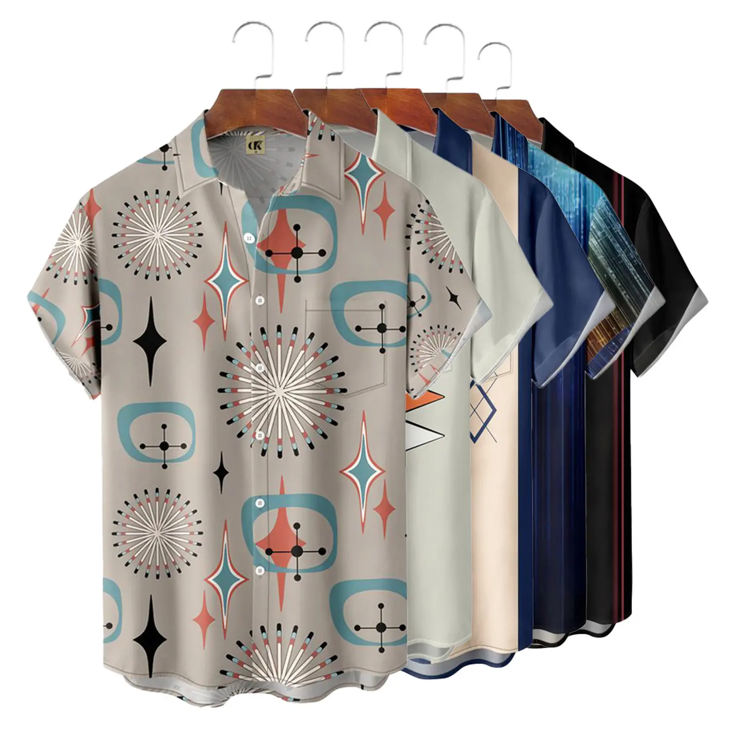Blusa Hawaiana de talla grande para hombre, camisa de playa con estampado geométrico, elegante, directo de fábrica, para verano