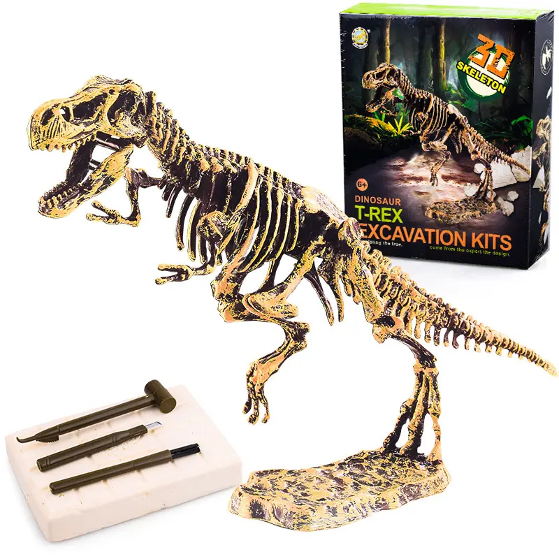 Kit de cavar esqueleto T-REX kits para crianças, educacional, arqueologia, dinossauro, fóssil, brinquedos, escavação cavá-lo fora