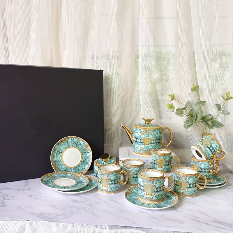 Green 15-pcs coffee set