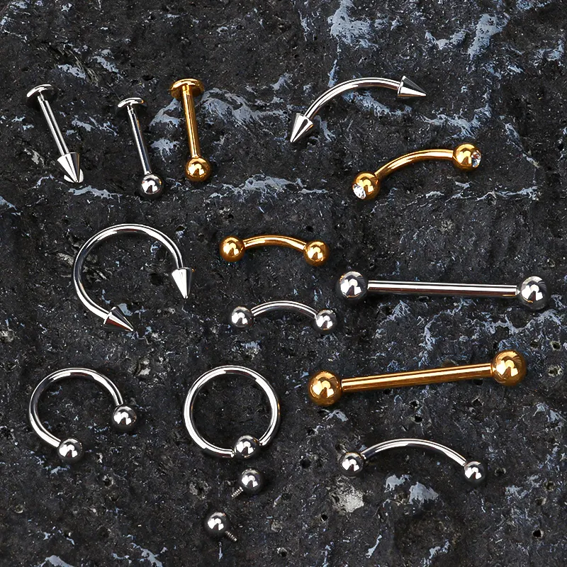 Fábrica Atacado Titanium Barbells Ferradura Labret Helix Jóias Body Piercing Internamente Externamente Rosca Brinco