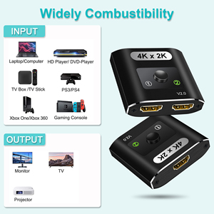 Conmutador HDMI negro 4K60Hz 1 en 2 salidas conmutador bidireccional compatible con 4K x 2K 60Hz Control de botón de salida HDMI para ordenador PC - Product Image 2
