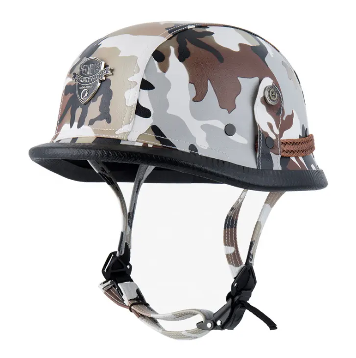 Demi-casque de camouflage pour hommes et adultes, haute qualité, moto rétro