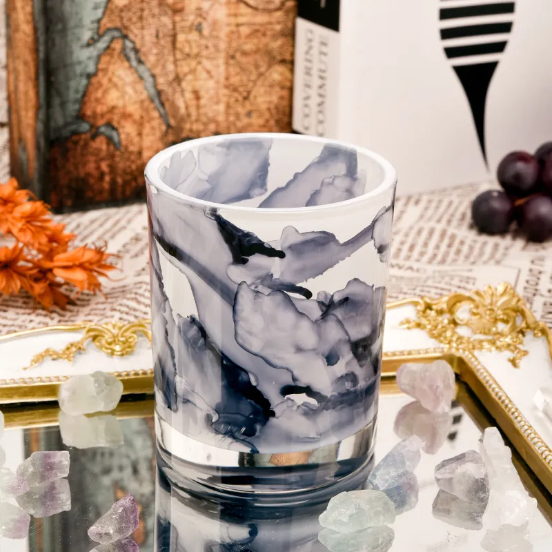 Novo vidro colorido exclusivo vela frascos frasco 8 oz mármore vidro para vela perfumada
