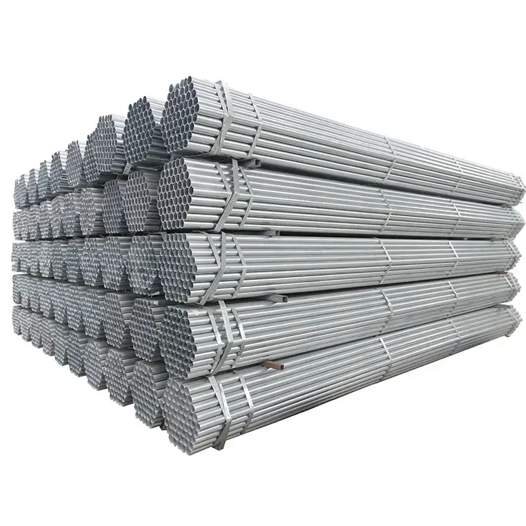 Tubo de aço galvanizado de zinco para construção de tubos de aço pré-galvanizados, andaimes redondos, tubo de aço por imersão a quente