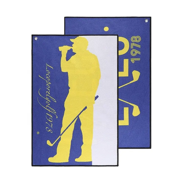 Hot Sale Promotional Logo Printed Absorbent Microfiber Waffle Golf Towels