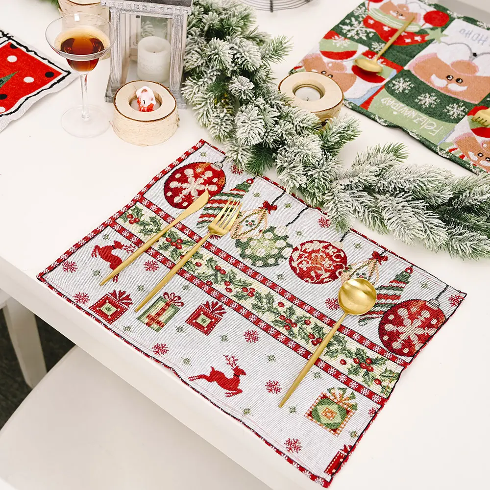 Nouveau napperon en tissu tricoté décoration de la maison de noël tapis de table du père noël