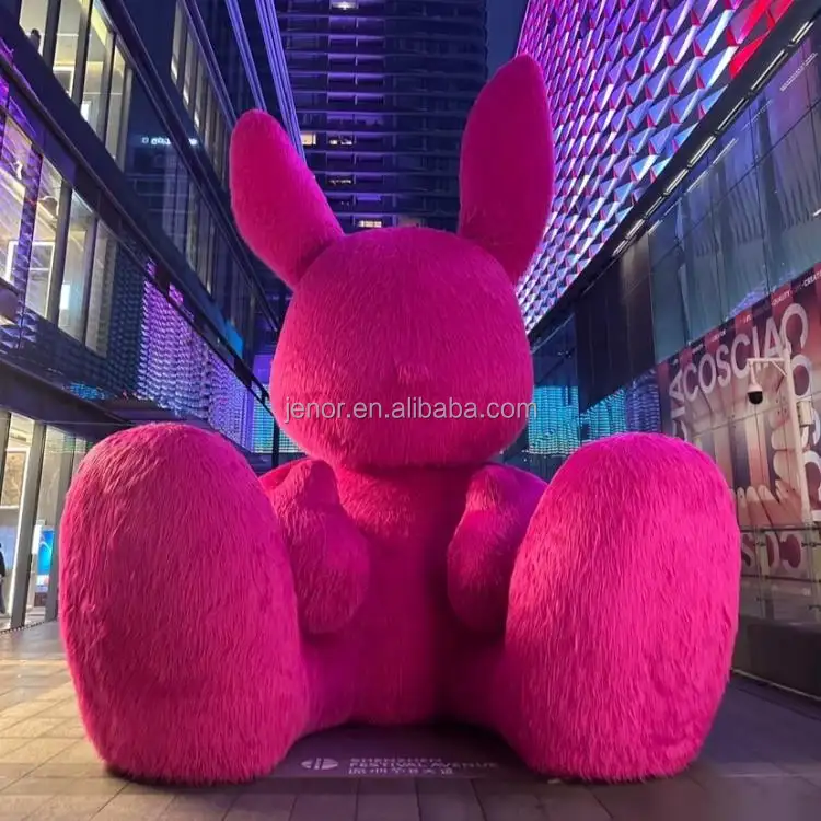 Lindo conejito rosa conejo inflable con soplador conejo inflable de peluche para Decoración