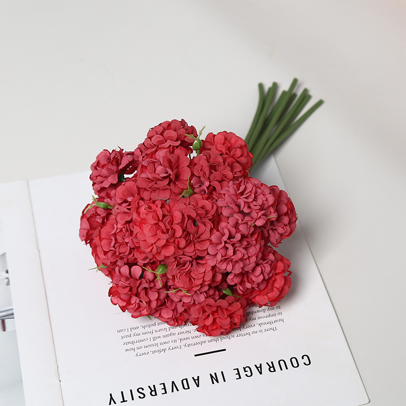 Oil painting of hydrangea in autumn red