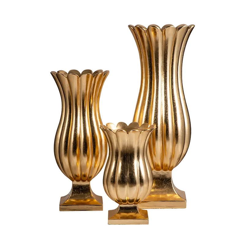 ゴールドウェディングセンターピースフラワーシェイプトールフロア花瓶デコレーションウェディングフラワー花瓶ウェディングテーブルデコレーション