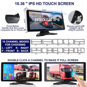 10.36 inch <span class=keywords><strong>4</strong></span>-kênh chia màn hình xe DVR Ghi màn hình AHD đảo ngược máy ảnh cho phía trước phía sau xem ban đêm cho xe tải thương mại - Product Image 4