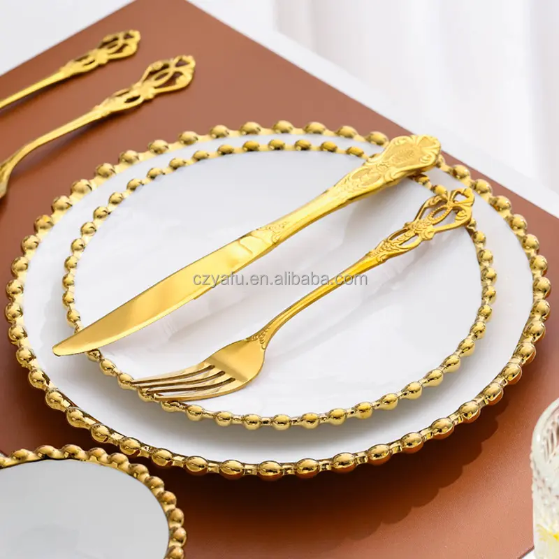 Special gold and white dinnerware set luxury gold chaffing dishes and plate set