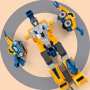 ロボット建設車両は、耐久性のあるコネクタを備えた子供のおもちゃのための5個の変換ロボットを設定します教育用STEMおもちゃ - Product Image 6