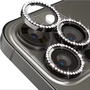 Bán Buôn 9H Tempered Glass Bling Kim Cương Long Lanh Máy Ảnh Ống Kính Bảo Vệ Cho Iphone 16 Pro Max 15 14 13 12 11 Máy Ảnh Ống Kính Bìa - Product Image 1