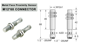 KJT高质量IP67 10-36vdc非冲洗NPN/PNP NO/NC全金属插入式电感式接近传感器，带M12连接器 - Product Image 4