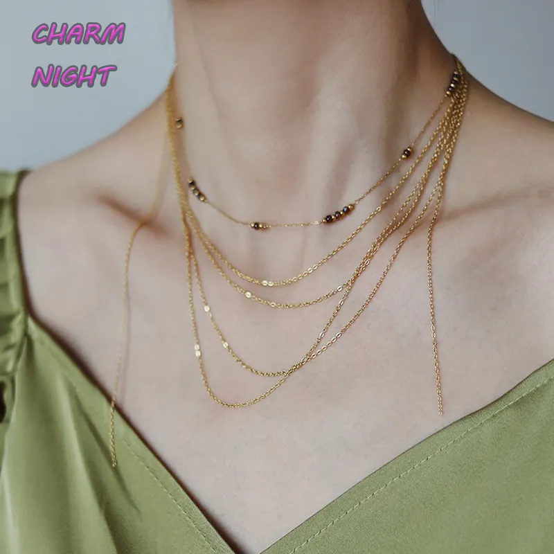 Good Quality Layered Necklace Jewelry for Women Bohemia Style Stackable Stainless Steel Chocker Necklace for Women Girl Gifts