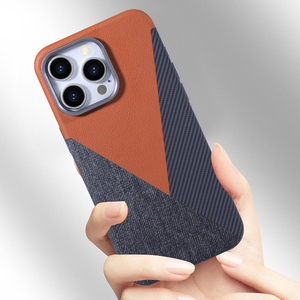 Lüks renk bloke deri desenli cep telefonu kılıfı iPhone 16 için Promax 15 artı 14 13 manyetik şarj koruyucu kapak - Product Image 6