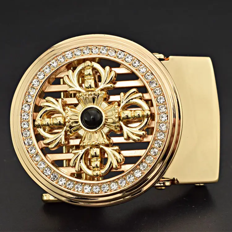 Venta al por mayor hebillas de cinturón de bloqueo automático de abeja giratorias con diamantes de imitación de cristal de ancho interior de 35mm, hebillas de cinturón personalizadas