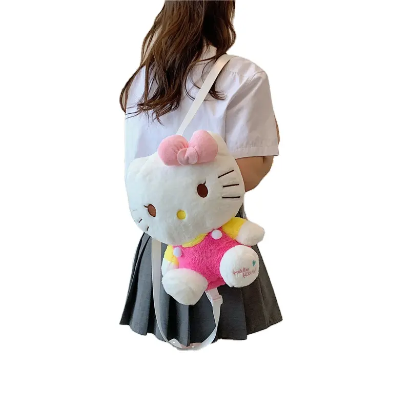 Kawaii Cinnamoroll Kuromi My Melody Cotton Plush Backpack Doll Shoulder Bag Schoolbag Stuffed Toy Kids Christmas Gift