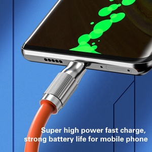 120W 6A ekstra kalın Metal dayanıklı silikon şarj kablosu tip C hızlı şarj USB C kablosu ile LED ışık için ve Tablet - Product Image 4