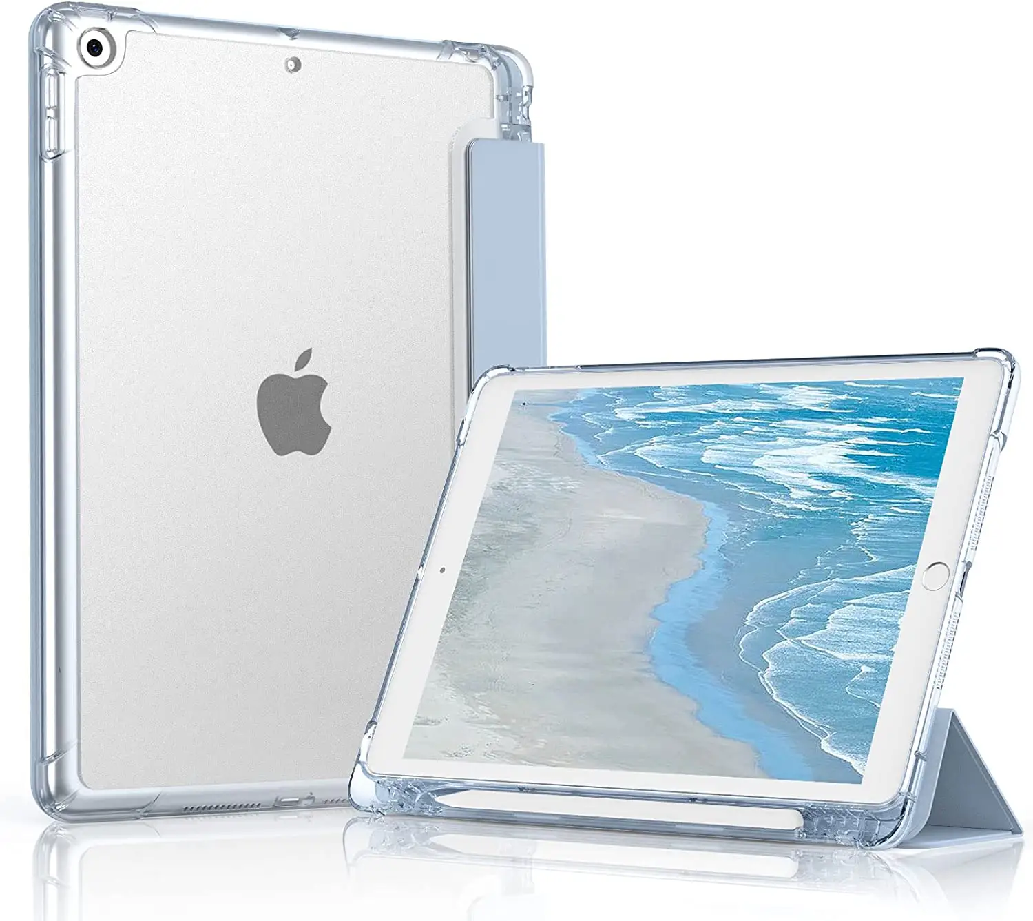 Прозрачный ТПУ чехол для iPad 10,2 дюймов смарт-чехол для iPad 7/8-го поколения Встроенный держатель для карандашей