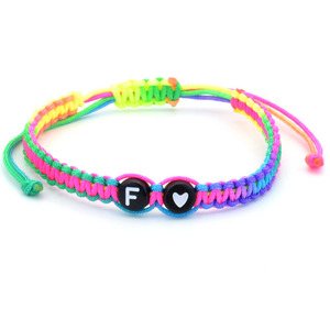 LGBT Pride Rainbow String Flat Knot Woven Bracelet Adjustable Handmade Ropes Braided A-Z Letter Heart Bracelets for <strong>Couples</strong> - Product Image 6