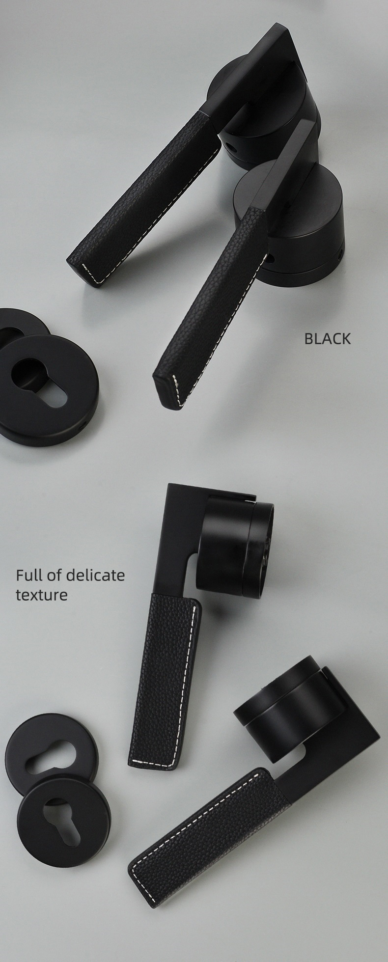 Factory Wholesale Hotel Lever Door Handle On Pearl Grey Pice Shape  Door Lock Set