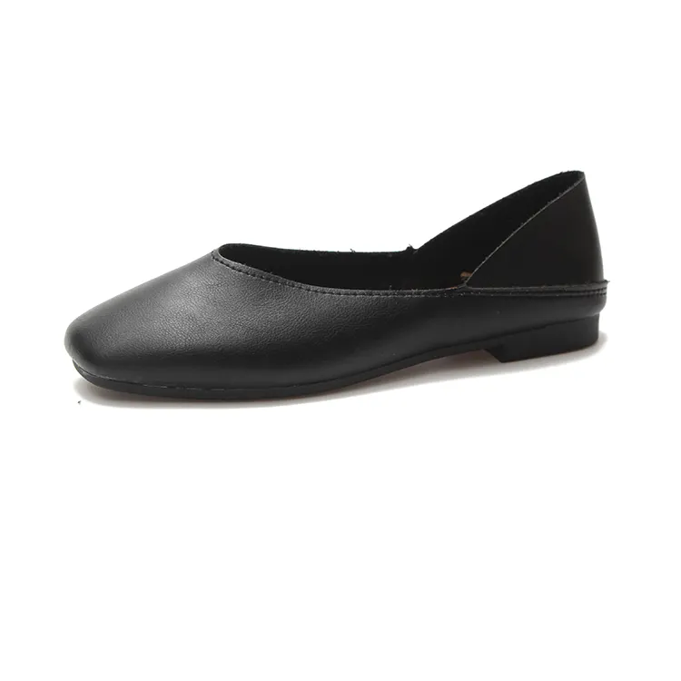 Primavera nuove pantofole piatte a punta quadrata retrò da donna mocassini Casual con suola morbida scarpe basse da donna scarpe estive in pelle di gomma 35-40 #