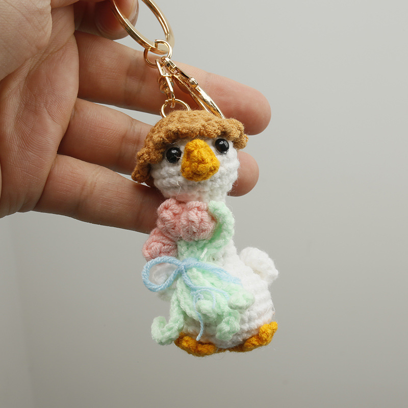 Porte-clés canard bouquet au crochet