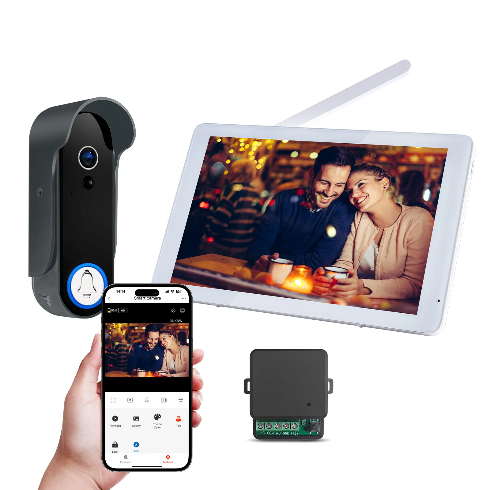 8 इंच स्क्रीन मॉनिटर वीडियो डोर बेल कैमरा के साथ तुया स्मार्ट वायरलेस वीडियो डोर फोन