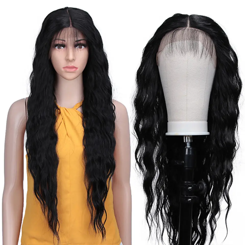 Perucas de cabelo sintético longo, cabelo encaracolado para mulheres, loiro preto