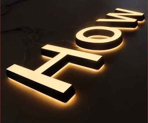 Señales de metal 3D de alto brillo Personajes luminosos Led personalizados Signo iluminado Signo de letra de canal 3D