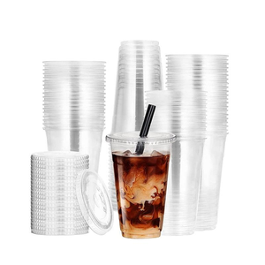 ペット使い捨て透明プラスチックカップ12オンス14オンス16オンス20オンス24オンスラウンド形状90mm直径デザートとコールドドリンク用