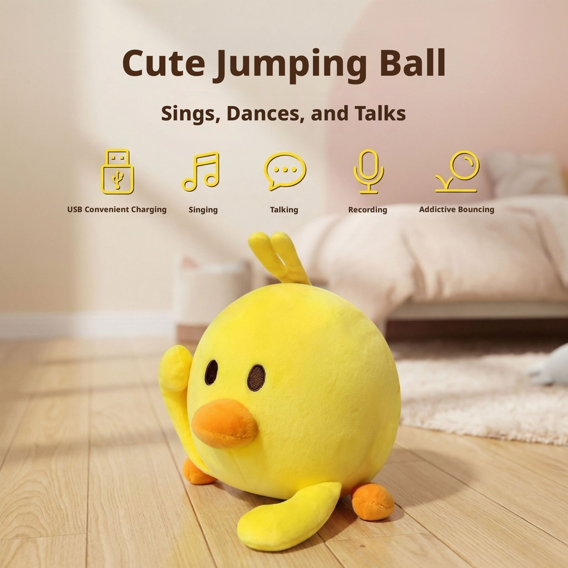 rechargeable bounce ball-usb charging cable gift with duck