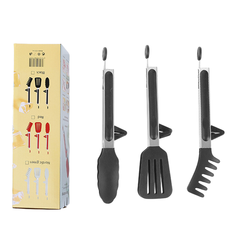 Black Food Tongs 3-piece set(color boxed)