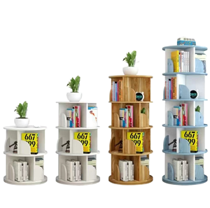 Tủ sách bằng gỗ chắc chắn 360 ° quay estanteria giratoria libros tháp bookcace kệ lưu trữ Nhà sách kệ sách xoay gỗ - Product Image 4