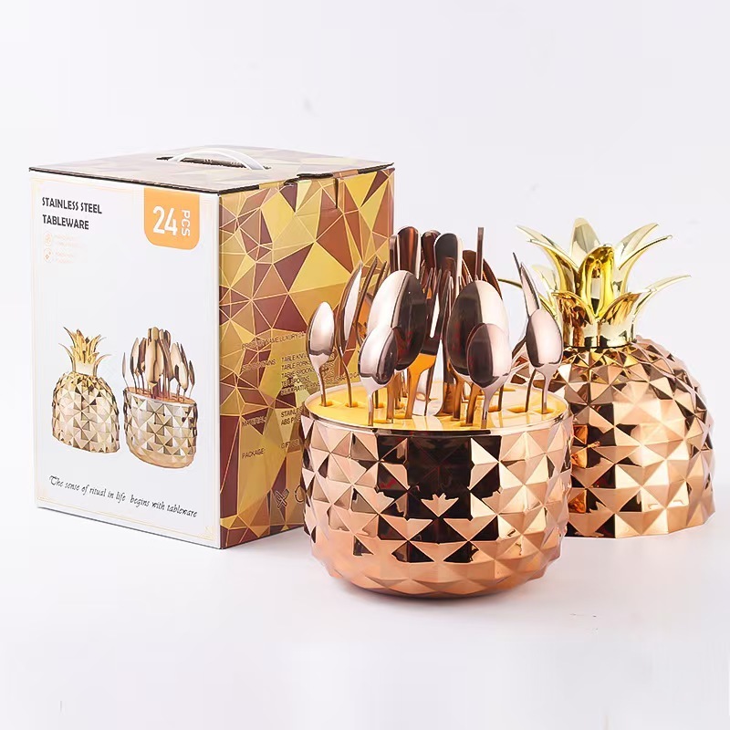 Ananas or rose - vaisselle or rose